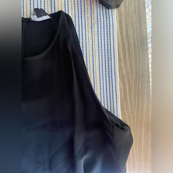 Theory Dress Size 12 100% Silk Black Layered Lined Chiffon Slip Sleeveless - Picture 5 of 10